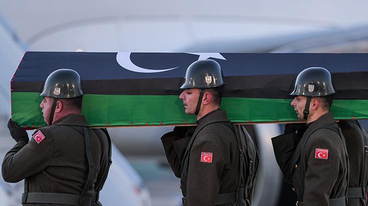 Düşen uçakta hayatını kaybeden Libya heyeti resmi törenle ülkelerine uğurlandı
