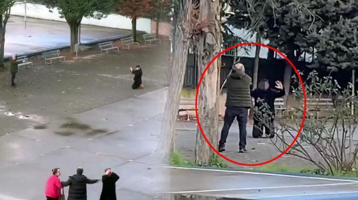 Öfkeli baba silahla dehşet saçtı! Kızını rahatsız eden genci okul bahçesine kadar izledi