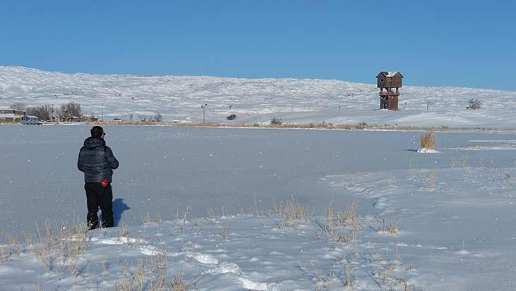Sivas'ın en büyük gölü Tödürge, buz tuttu