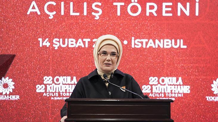Emine Erdoğan, "22 Okula 22 Kütüphane" projesinin açılış töreninde konuştu