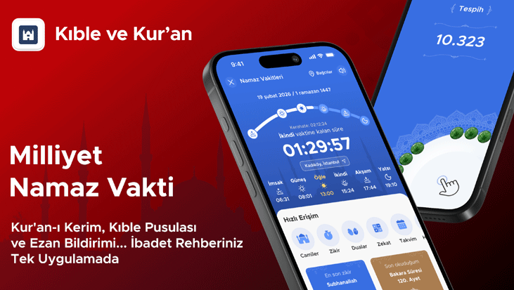 İmsakiye, Kur'an-ı Kerim, Kıble pusulası ve Ezan bildirimi... Hepsi Milliyet'te