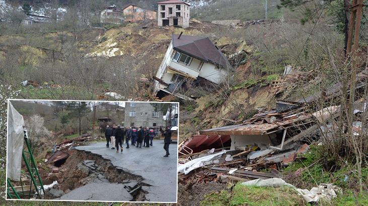 Ordu'da heyelan: Evler yıkıldı, yol çöktü! Bölgeye giriş-çıkış kapandı