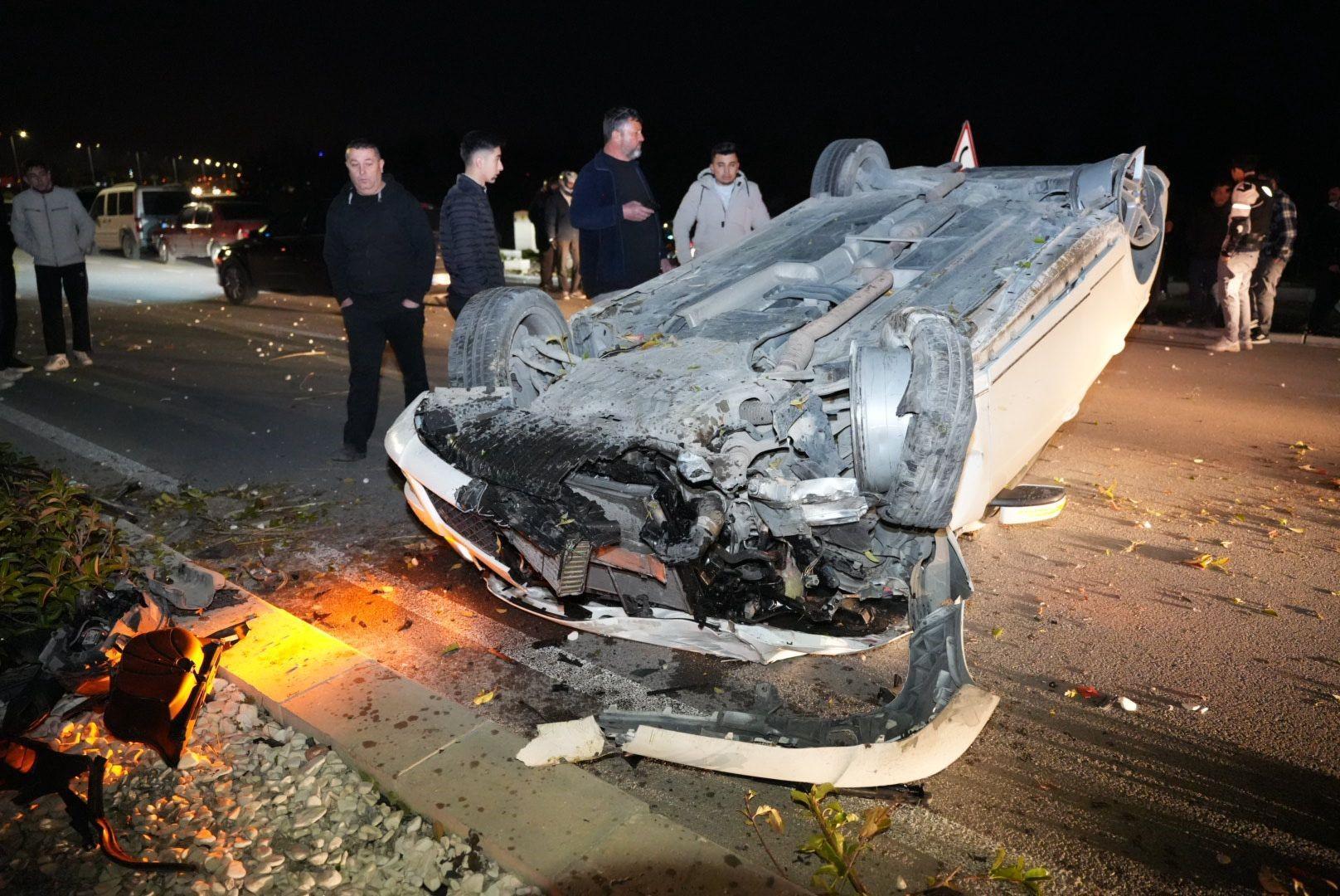 Çevre yolunu yarış pistine çevirdi! Lüks araç takla attı