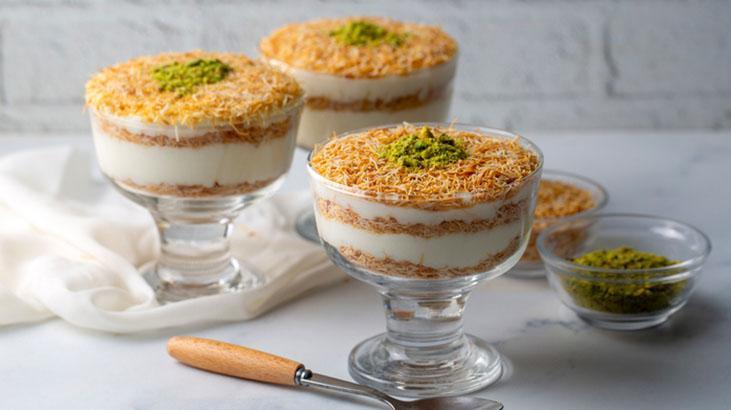 Kavrulmuş kadayıflı muhallebi günü kurtarıyor! Lezzeti şahane, 5 dakikada hazır