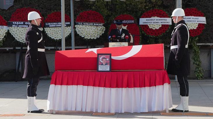 Şehit polis Mustafa Aydın için İstanbul Emniyet Müdürlüğü'nde tören