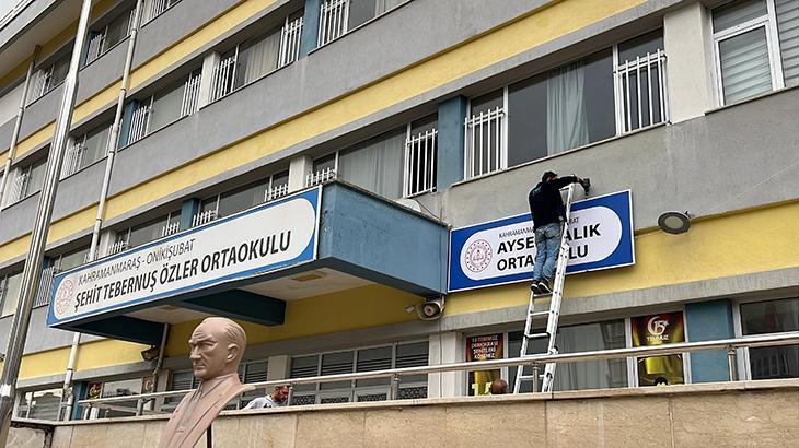 Saldırı sonrası yeni karar: Ayser Çalık Ortaokulu'nun tabelası, yeni binaya asıldı
