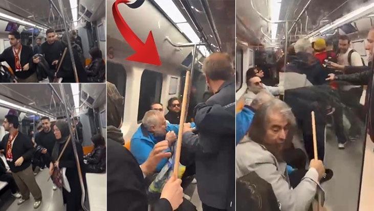 Galatasaray'ın şampiyonluk kutlamasında ortalık karıştı! Metroda oklava şoku
