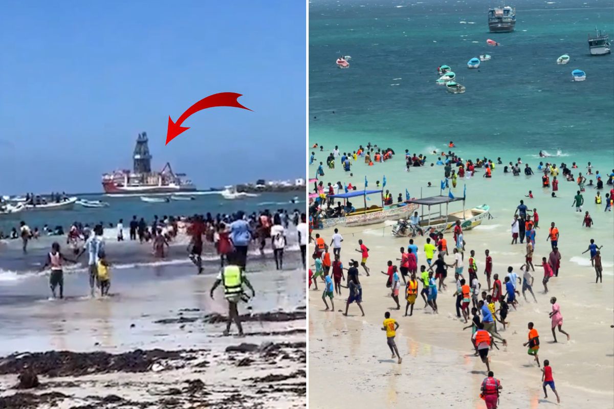 Çağrı Bey Somali'de! Türk bayrağını gören sahile akın etti