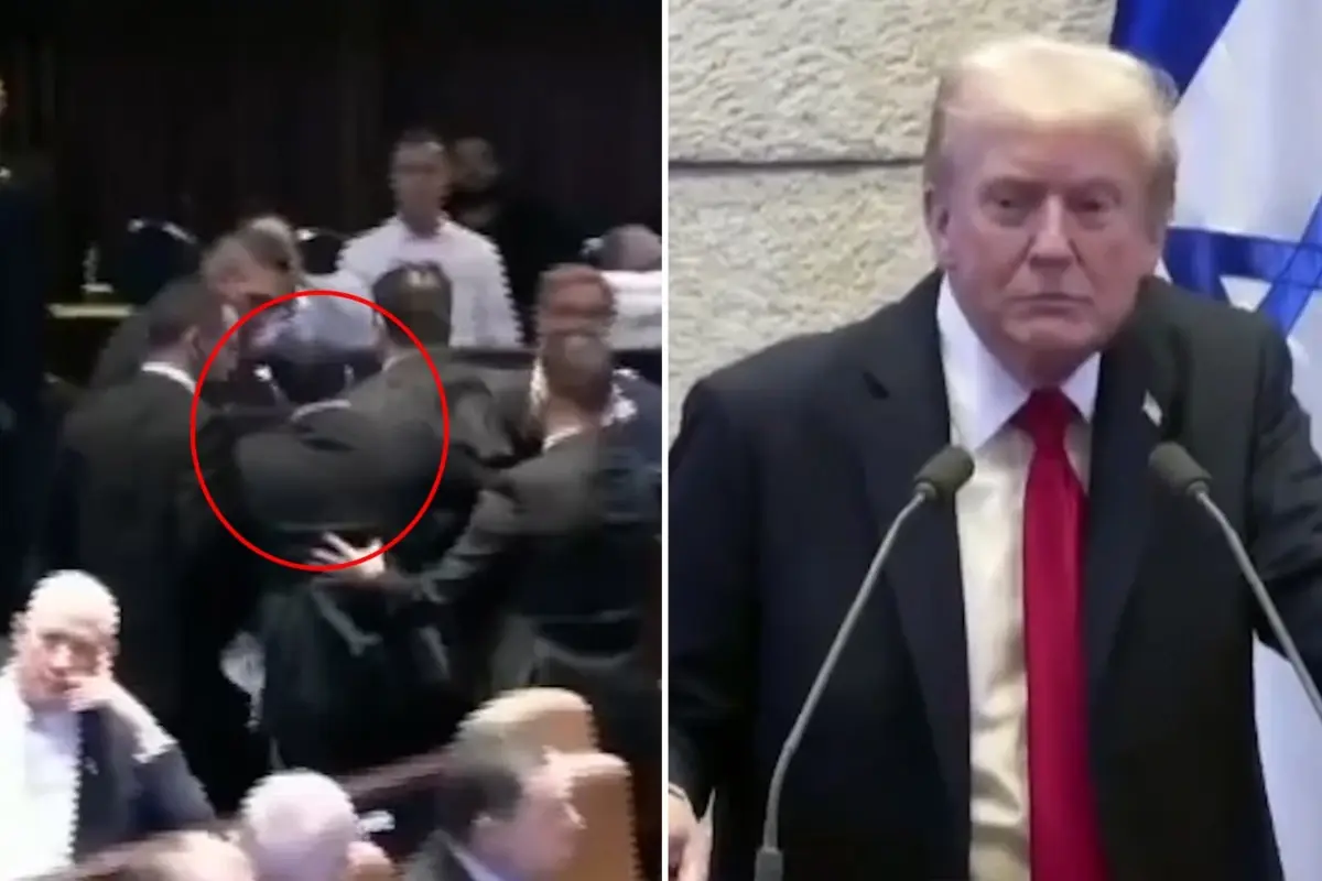 İsrail Meclisi'nde konuşan ABD Başkanı Trump'a protesto